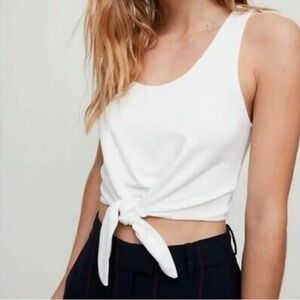 Babaton Aritzia Jeronimo Cropped Tank Top White Tie Front XS